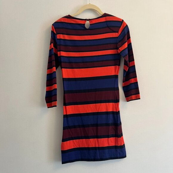 French Connection Striped Sheath Dress - Red/Blue/Maroon - Size 4 - Picture 2 of 8